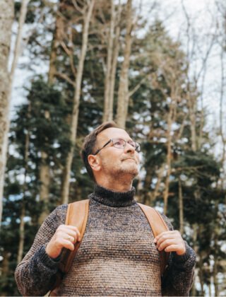 Person hiking outdoors